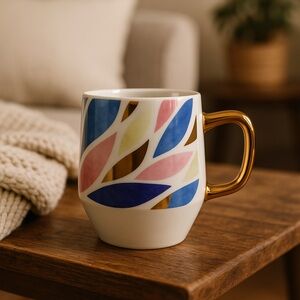 Arrangements Oversized Ceramic Coffee Mug Gold Handle Cup